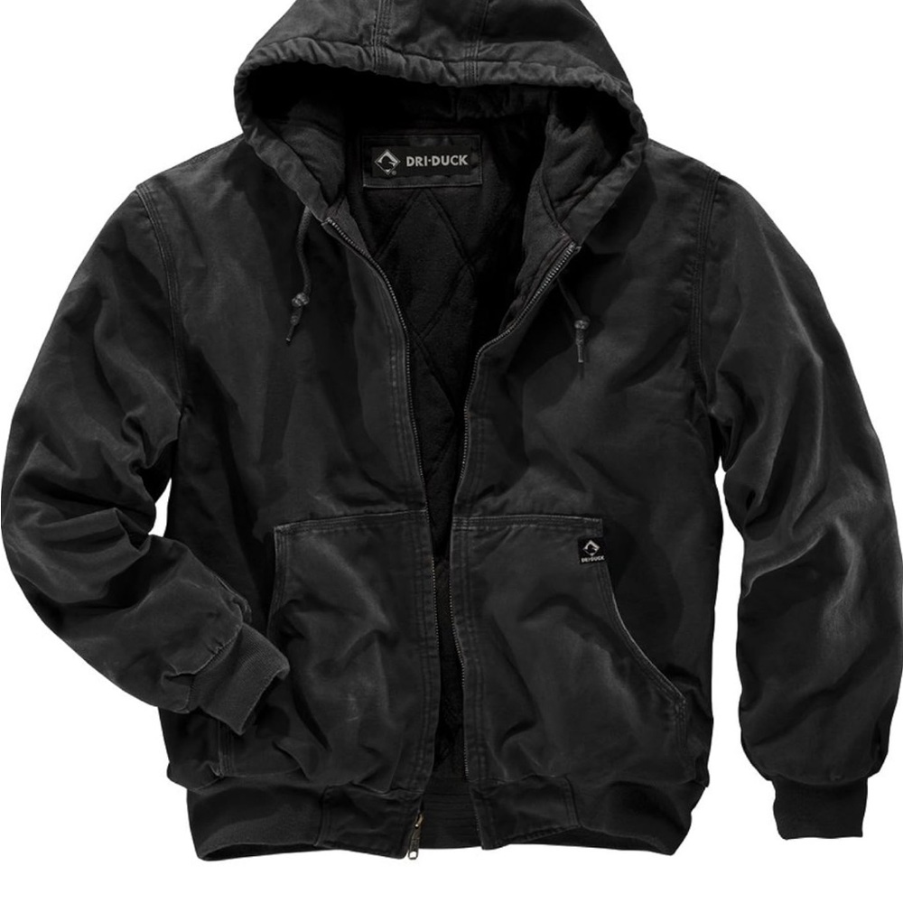 Dry Duck Black Hooded Canvas Work Jacket